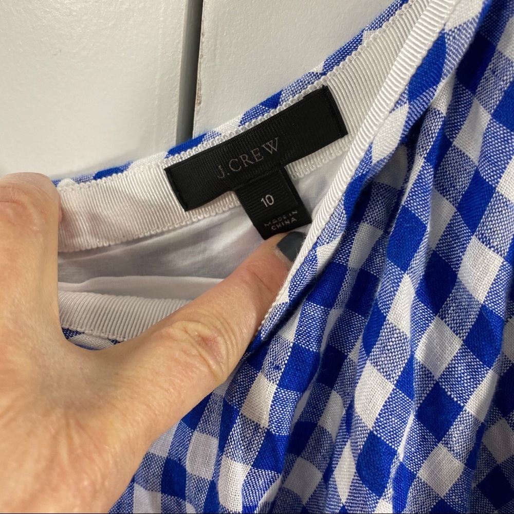 J. Crew Gingham Pleated Mini Royal Blue & White - Picture 3 of 6